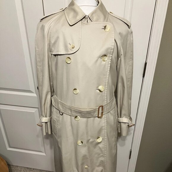 Vintage BURBERRYS Trench Coat NOVA CHECK Wool Liner - Sz 48 R Made in England - Picture 1 of 16